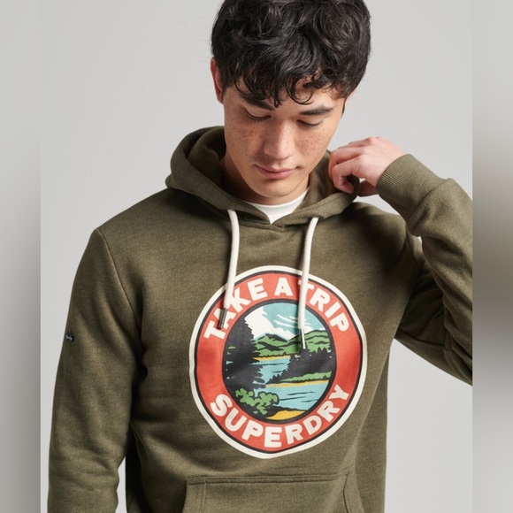 Superdry Other - Superdry Travel Hoodie ‘Take a Trip’ Olive Marl Size Medium
